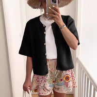 Women's Knitted Cardigan Half-open Collar Button Coat