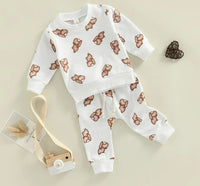 Children's Autumn Models Cartoon Print Sweatshirt Trousers Suit