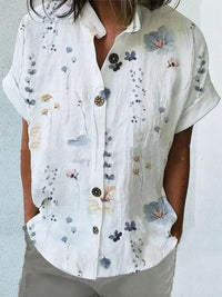 Casual Loose Floral Print Short Sleeve Shirt
