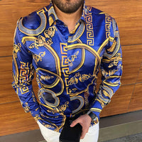 New Men's Lapel Casual Youth Printed Top