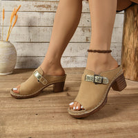 Women's Buckle-Strap Casual Wedge Fish-Tongue Sandals