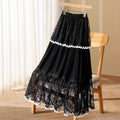 Womens Casual Versatile Lace-trimmed Skirt