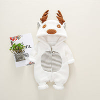 Long Sleeve Fleece-lined Baby Jumpsuit Keep Baby Warm Going Out