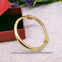 Silk-wrapped  Polished  Ethnic-style Pure Copper Uncoated Bracelet