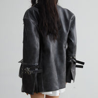 Retro Rub Colored Faux Leather Three-dimensional Pocket Wide Shoulder