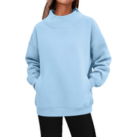 Womens Long-sleeve Turtleneck Casual Hoodie