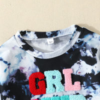 New Girls' Letter Tie-dyed Long-sleeved Trendy Double Color European And American Style