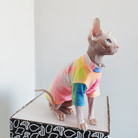 Hairless Cat Clothes Tie-dye Rainbow Primer