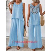 Casual Chic Elegant Floral Set With Hollow-Out Back