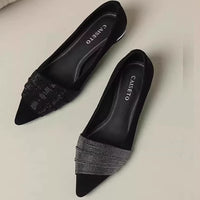 Pointed-toe Rhinestone Slip-on Low-cut Womens Shoes