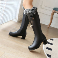 Womens Tall Fleece-lined Cotton Over-the-knee Boots