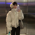 Women's Short Padded Leather Jacket Loose Warm Thick Coat