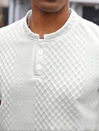 Men's Clothes Summer Wear Jacquard Walf Checks Fabric Short Sleeve Shorts Suit