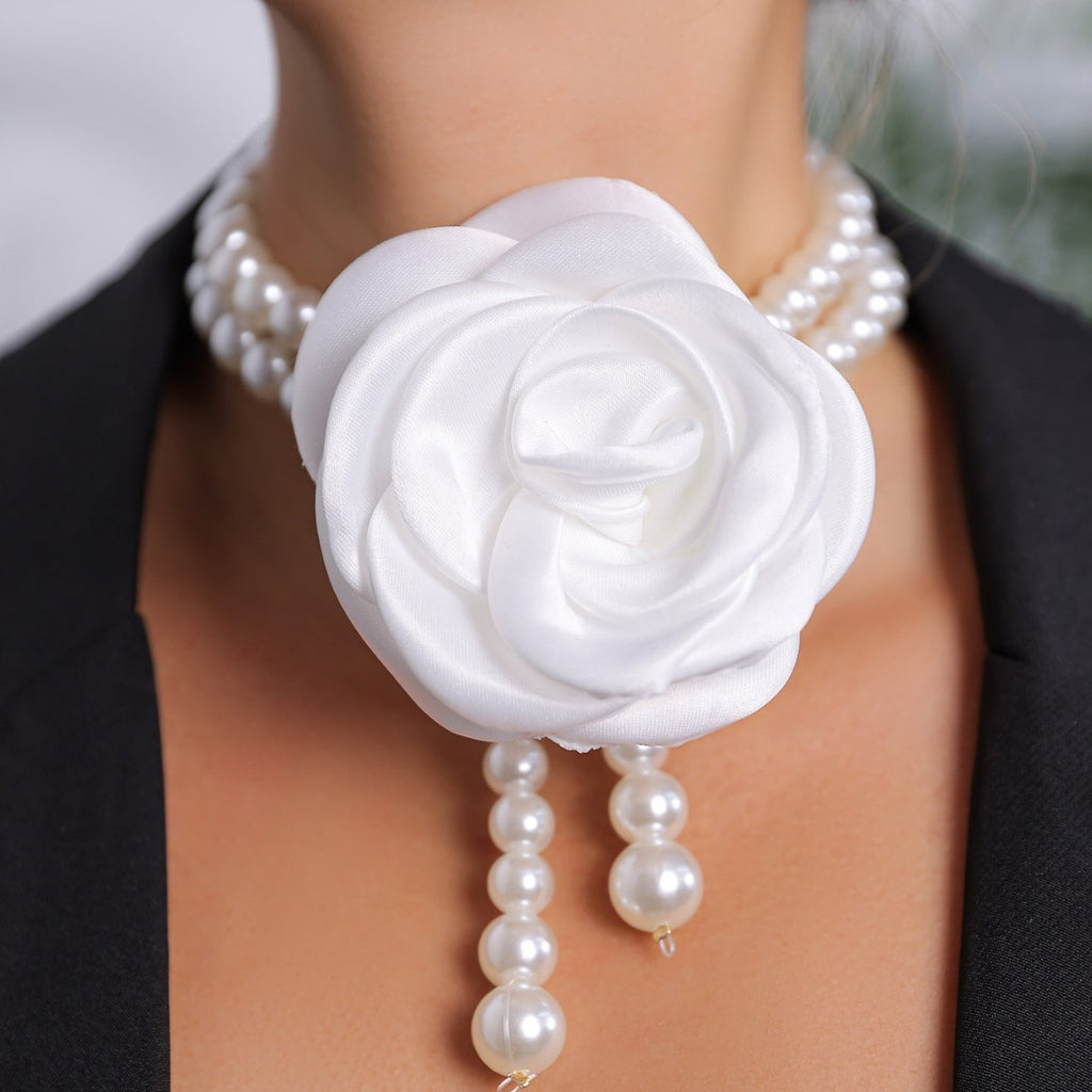 Pearl Necklace Evening Dress Accessories Flower Clavicle Necklace