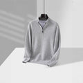 Mens Loose-Fit Half-Zip Turtleneck Thermal Sweater With Extra Padding