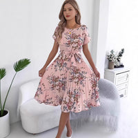 Floral Batwing Sleeve Dress Womens Clothing