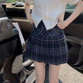 Retro Large Size High Waist College Style A- Line Pleated Skirt