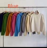 Women's Half Turtleneck Sweet Youthful Loose Half-zip Sweater