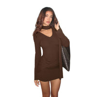 Knitted V-neck Sexy Sheath Dress For Women