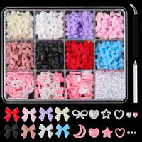 Ribbon Bow Tie Christmas Resin Bow Nail Ornament Mixed Set Box