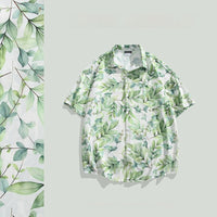 New Chinese Style Ice Silk Men's Breathable Floral New Guo Feng Lapel Vintage Shirt