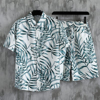 Beach Style Loose Men's Printed Two-piece Suit