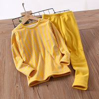 Children's Simple Plus Velvet Thermal Underwear Set