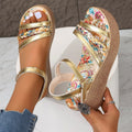 Womens Color-Block Round-Toe Open-Toe Sandals