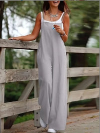 Women's Dark Green Casual Suspender Wide-leg Jumpsuit