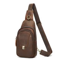 Multifunctional Chest Outdoor Casual Crossbody Vintage Crazy Horse Leather Shoulder Bag