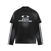 American Design Letter Fake Two-piece Long Sleeve
