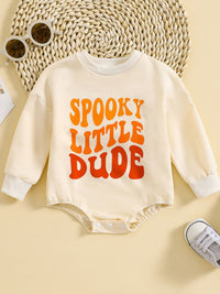 Boys And Girls Round Neck Long Sleeve Letter Printing Rompers Jumpsuit Multicolor