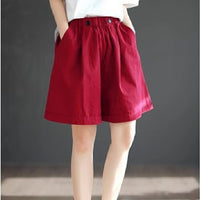 Pure Cotton Six-Color Shorts Womens Plus Size Loose Summer Retro