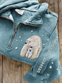Lapel Half-zip Long-sleeve Casual Hoodie