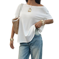 European And American Style Fashionable Casual One-Shoulder Solid Color Top