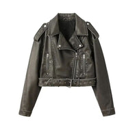 Bestselling Street-style Retro Turn-down Collar Loose Washed Jacket