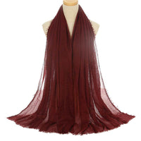 Pleated Viscose Yarn Monochrome Scarf Natural Wrinkled Cotton And Linen Burrs