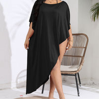 Women's Resort Beach Cover-Up Boat-Neck Off-Shoulder Asymmetrical Dress