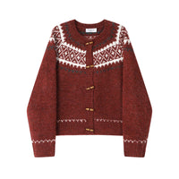 Christmas Sweater Cardigan Winter Slimming Two-tone Coat