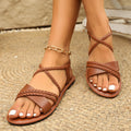 Women's Summer Elastic Band Slip-on Comfortable Lightweight Roman Flat Sandals