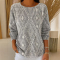Creative Pattern Women's Drop Shoulder Round Neck Long Sleeve T-Shirt