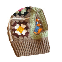 Mohair Contrast Color Niche Hand Crocheting Knitted Neckerchief One Sleeve Cap Warm Wool Hat