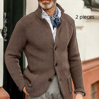 Fashion Men's Casual Long-sleeved Knitted Cardigan Stand Collar Sweater