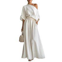 Cropped Off-shoulder Top And Pants Two-piece Set