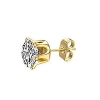 Stainless Steel Crown Six-Prong Round Zircon Stud Earrings