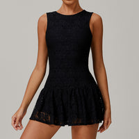 Nude Feel Dress Stitching Mesh Breathable Zipper Dress