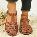 Vintage Weave Closed Toe Sandals Women's Seaside Vacation Soft Bottom Brown Roman