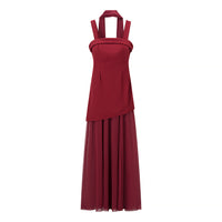 French Romantic Resort-Style Sexy Backless Flowy Strap Detail High-Slit Maxi Dress