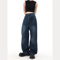 Retro Wide Leg Straight Jeans Loose High Waist Trousers