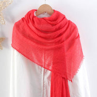 Solid Color Pleated Cotton And Linen Scarf Monochrome Women's Hair Towel Crumpled Burrs